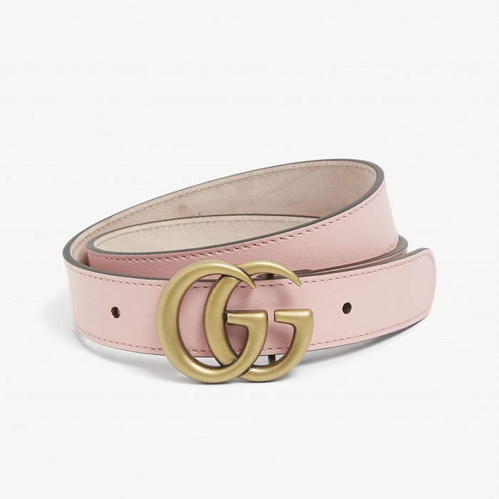 Ipa Gucci Double G Pink Leather Belt 2-8 Years/Sabuk Anak Perempuan Ori