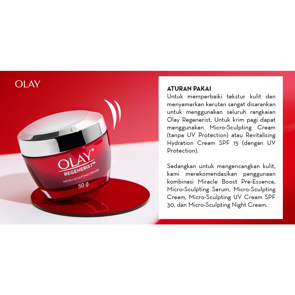 Olay Regenerist Micro-sculpting Cream Mousturizer 50 gram / 10 gr - Krim Anti Aging Kemasan Besar / Kecil - Skincare Regenarist Sculping Day / Night