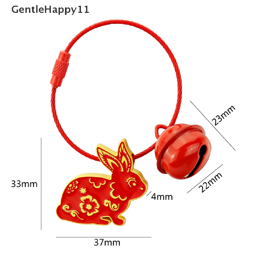 Gentlehappy 2023tahun Baru Dari Kelinci Lucu Gantungan Kunci Kreatif Kelinci Yang Menguntungkan Kartun China Tradisional Kertas Potongan Kelinci Keyring Bag Liontin Logam Dengan Bell Kecil id