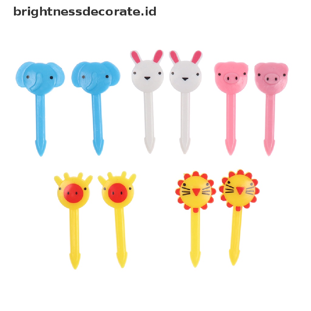 [Birth] 10pcs Mini Animal Farm Kartun Garpu Buah Anak Snack Kue Dessert Fork [ID]