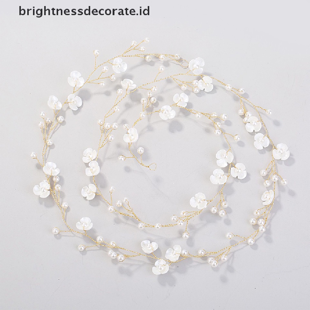 [Birth] Bando Kristal Aksesoris Rambut Pernikahan Handmade Bunga Mutiara Untuk Pengantin Perempuan [ID]