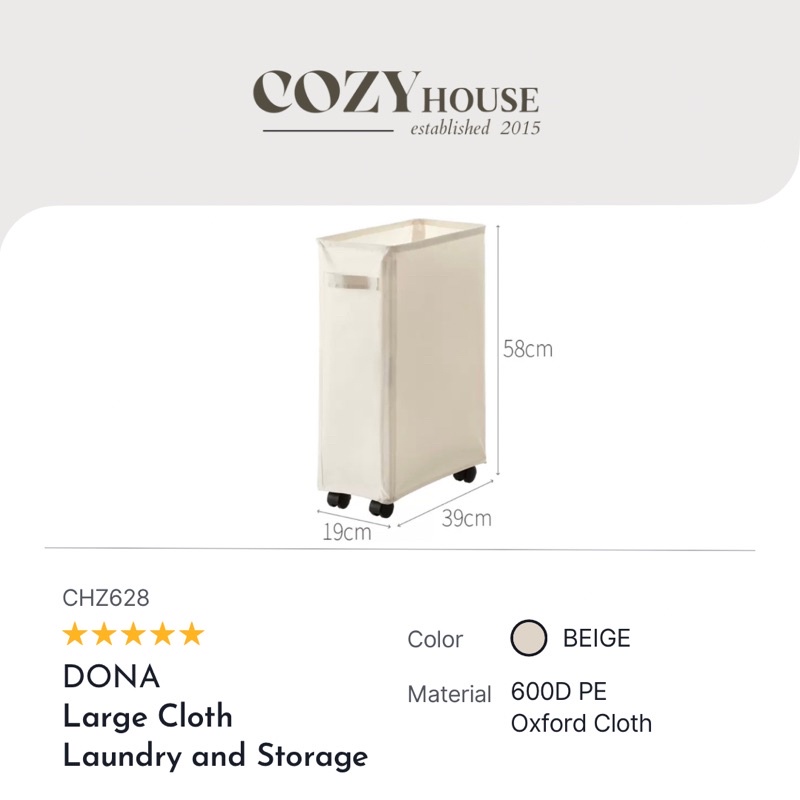 COZYHOUSE DONA Keranjang Baju Kotor Laundry Basket Storage Organizer Tempat Penyimpanan Barang Hemat Tempat dengan Roda