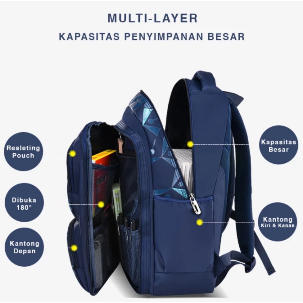 Tas Ransel Sekolah Anak Cowok SD SMP Backpack Import Anak Laki Model Pintu Kulkas 666/18817