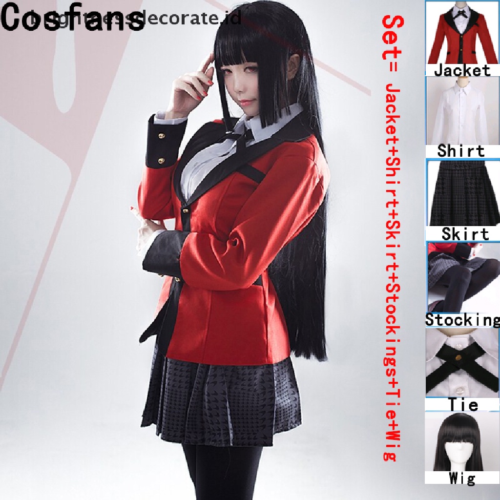 [Birth] Anime Kartun Karakter Jabami Yumeko Hitam Panjang Lurus Wig Cosplay Pesta [ID]