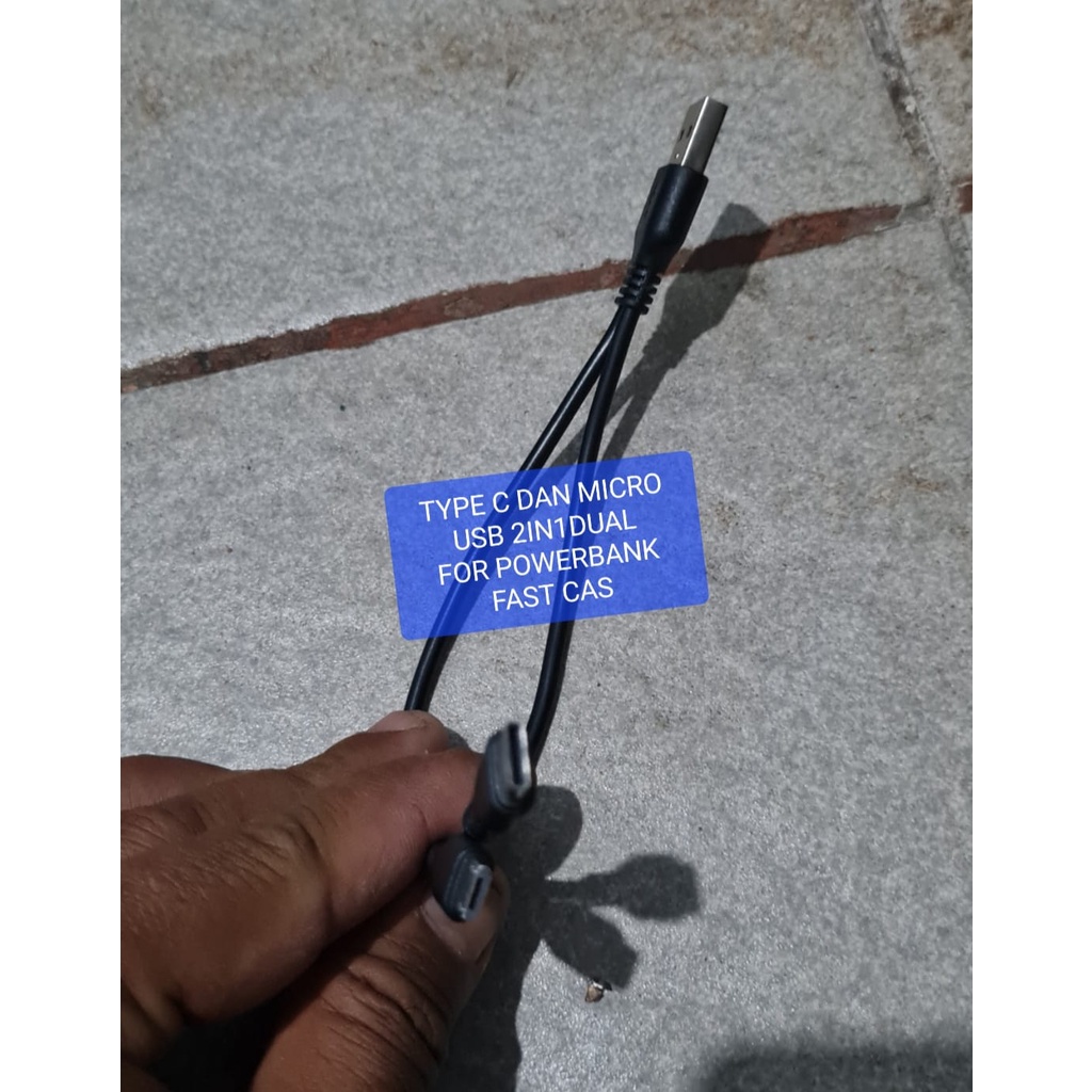J459 ORIGINAL KABEL DATA PENDEK POWERBANK DUAL USB TYPE C MICRO TIPE 20 CM SUPER FAST CHARGING 2IN1 CABLE CAS CASAN QUALLCOM QC QUICK FLASH SPEED MULTI UNIVERSAL J459  2IN1 TYPE C DAN MICRO USB  SPEKSIFIKASI : - KABEL CHARGER PENDEK 20CM - 2IN1
