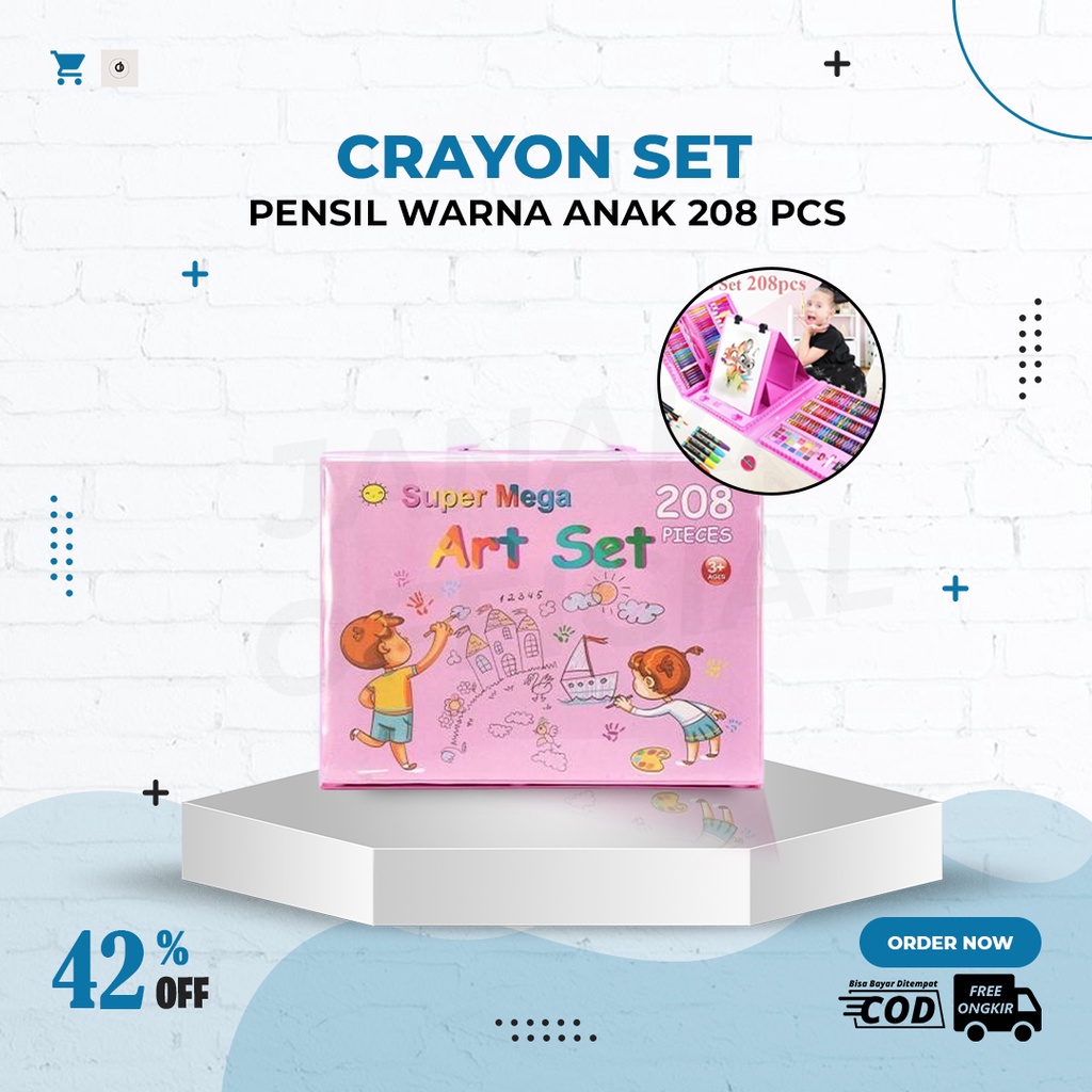 

Crayon Set Pensil Warna Anak 208Pcs Alat Menggambar Melukis Mewarnai Crayon Anak Pengasah 208pcs Crayon Cat Air Pensil