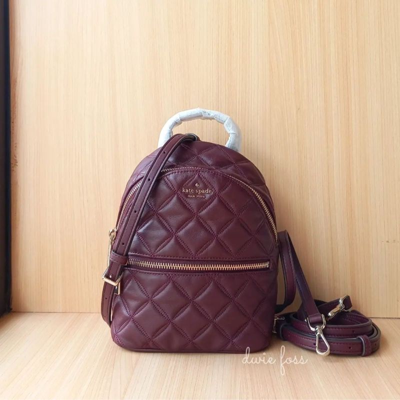 Tas K4te Spade Natalia Mini Convertible Backpack Cherrywood Original