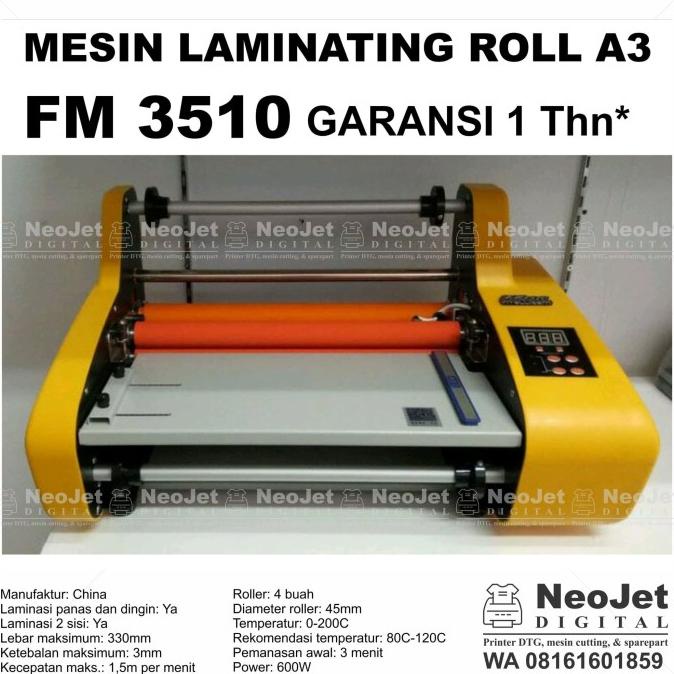 

Mesin Laminating Roll A3 Fm 3510 Laminasi Fm3510 Kertas Doff Glossy