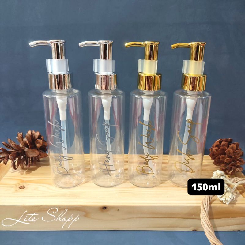 Botol Sabun Cair Luxury Aesthetic 150ml Transparan GOLD &amp; SILVER