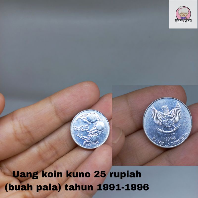 uang koin kuno / uang kuno 25 rupiah BUAH PALA tahun 1991-1996