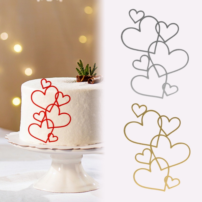 Topper Kue Akrilik Love Heart Untuk Dekorasi Dessert Pesta Pernikahan Anniversary/Hadiah Valentine Handmade DIY Cake Decoration