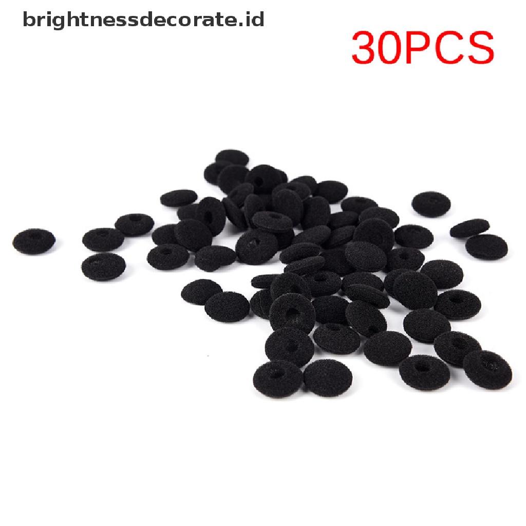 [Birth] 30pcs Topi Earbud Spon Busa Lembut Hitam Untuk Cover Earphone Headphone [ID]