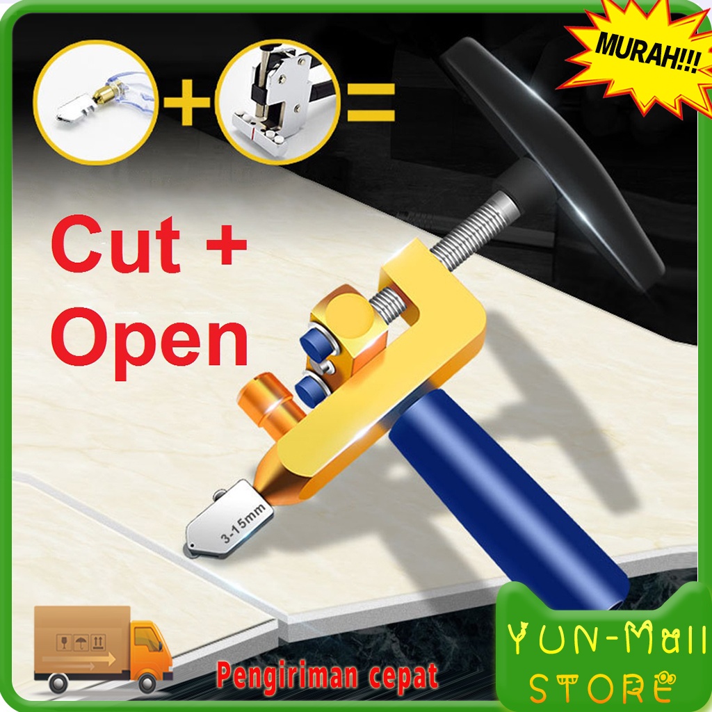 YUN Mall 2 In 1 Alat Pemotong Kaca/Ubin/Keramik Manual Multifungsi Mudah Digunakan