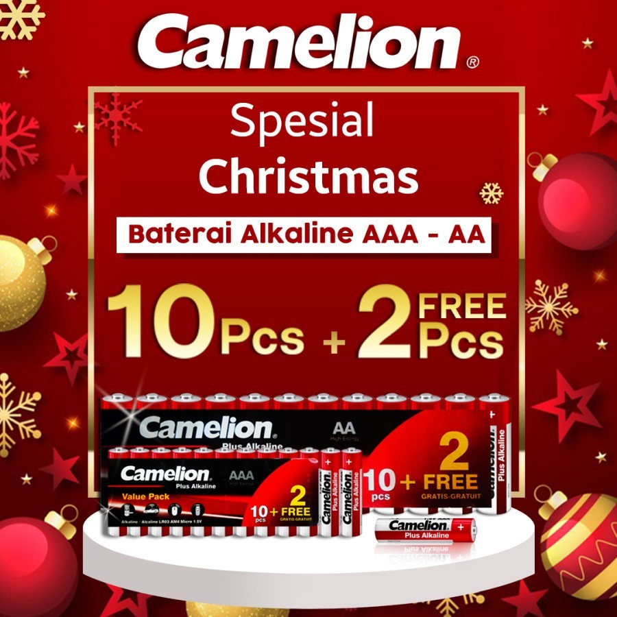 Baterai/Battery/Batere Camelion Alkaline LR06 AA Isi 10 Pcs FREE 2 Pcs - BB - BB