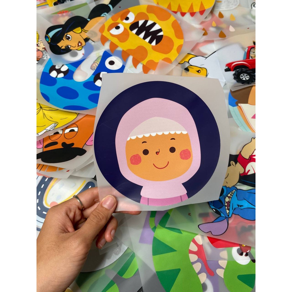 SABLON SETRIKA SABLON DTF PRINTING TEMA KARTUN KARAKTER ANAK PEREMPUAN