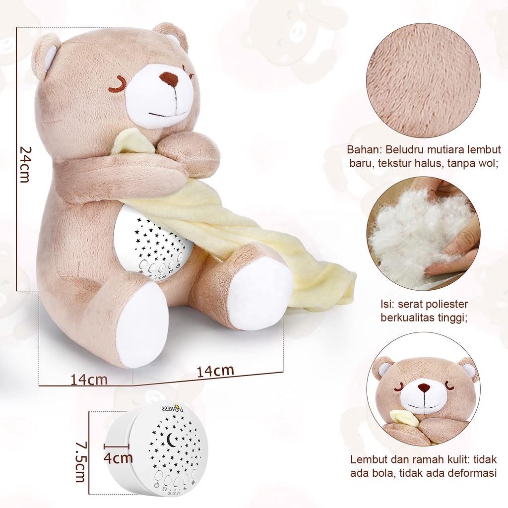 Calm Doll Proyektor | Lucu Lembut Musik &amp; Lampu | Mainan Boneka Bayi Lucu Lembut | Mainan Boneka Anak Perempuan 1-2-3-4-5-6 Tahun