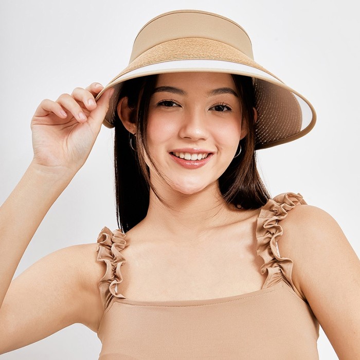Topi Kkv Topi Pantai Lebar Wanita Pelindung Matahari Uv Open Straw Hat