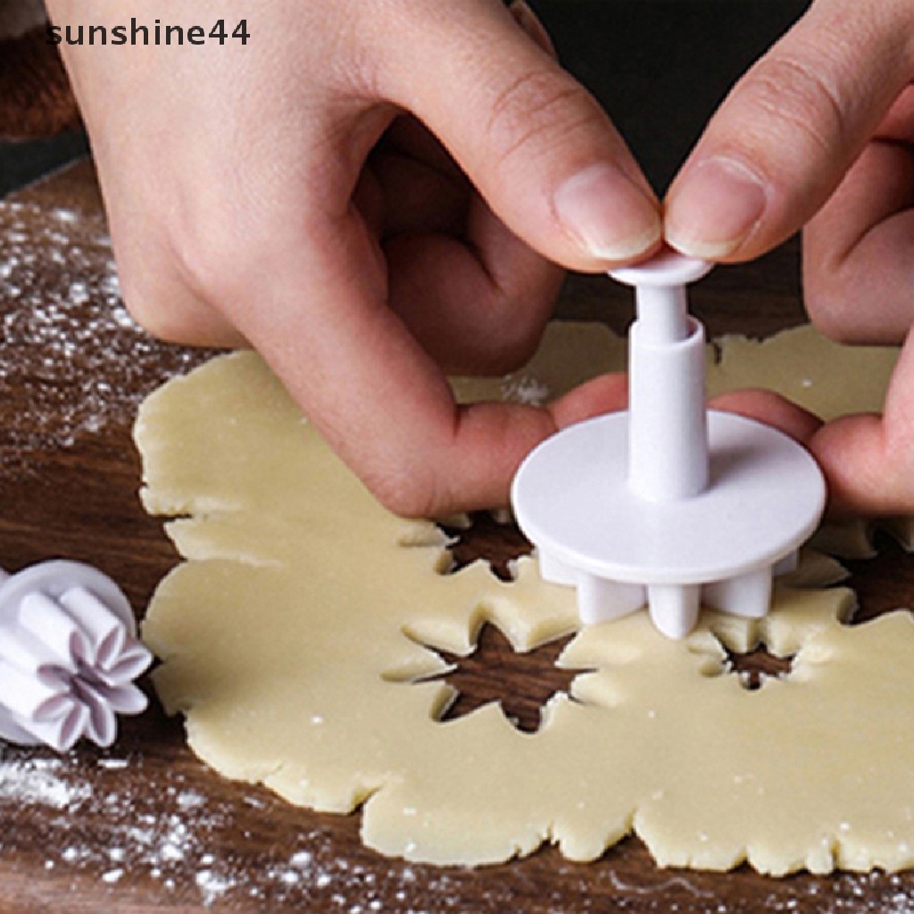 Sunshine 4Pcs Pernikahan Bunga Daisy Kue Plunger Fondant Stamps Cookie Cutter Cetakan.