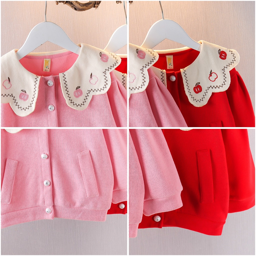 SW6-Sweater Cardigan Jaket Anak Bayi Perempuan Import Apel