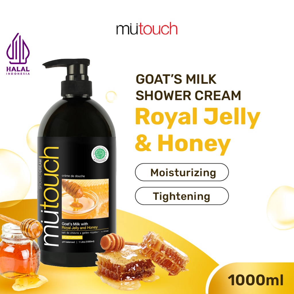 MuTouch Goat's Milk Shower Cream Royal Jelly and Honey 1000ml (Sabun Mandi)