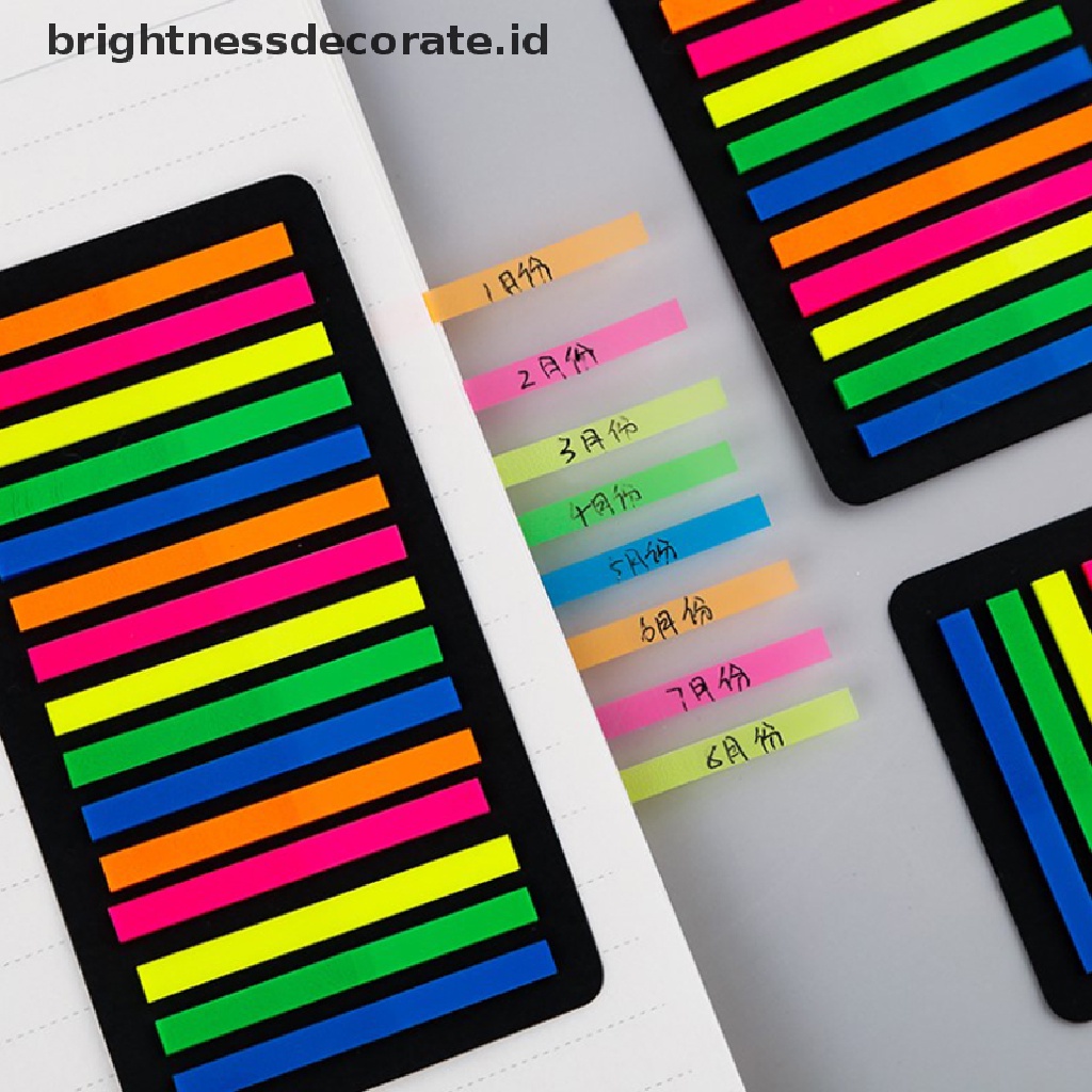 [Birth] 160/300pcs Warna Transparan Neon Indeks Tab Bendera Sticky Note Stationery [ID]