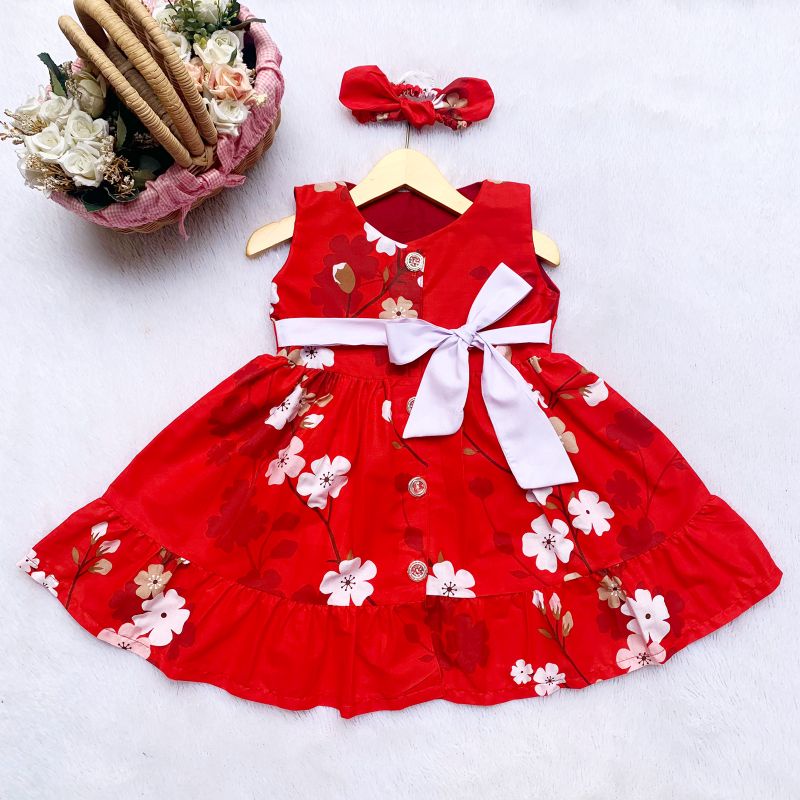 Mia button dress anak