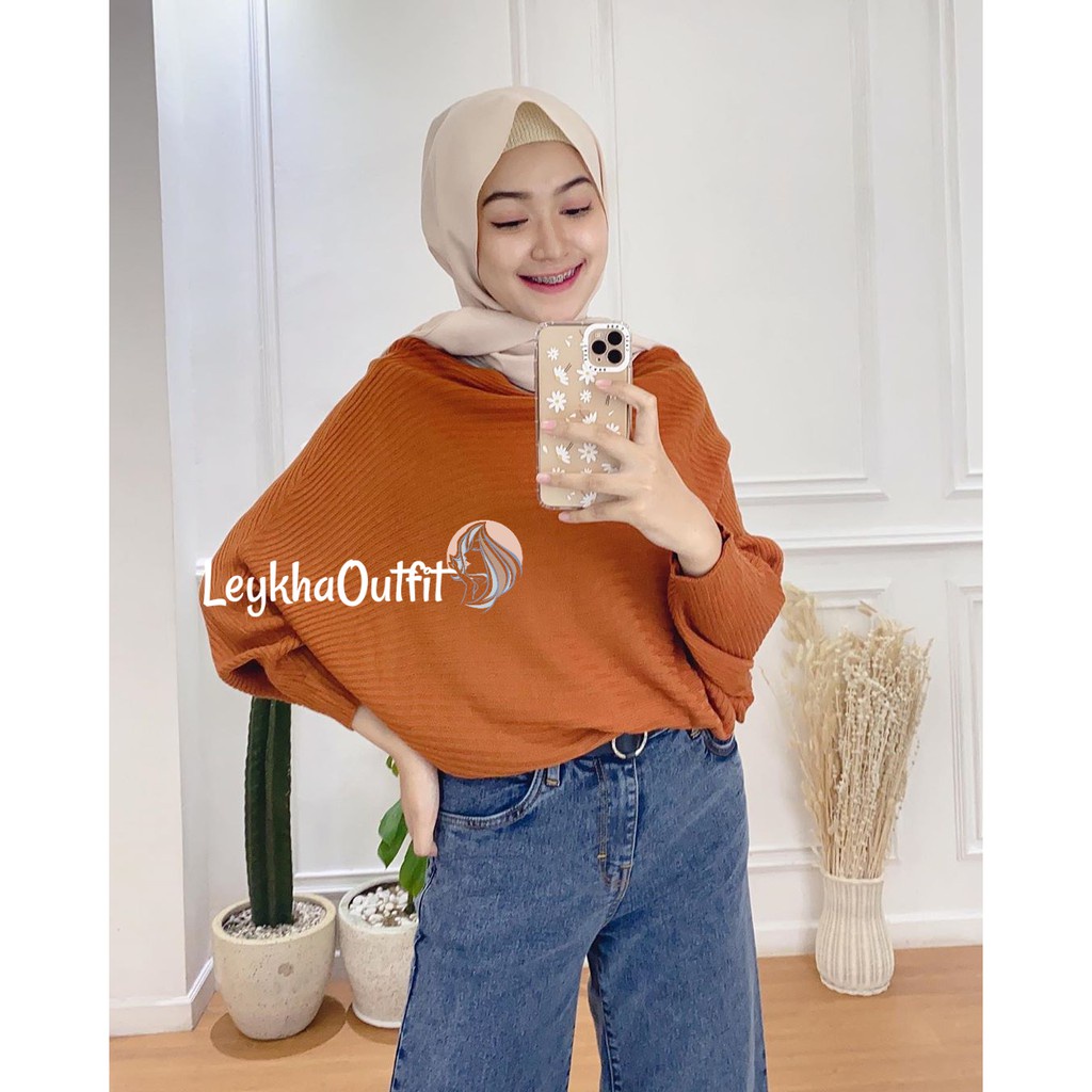 Batwing Sweater Rajut Premium LASPERAL Sweater Jumbo Atasan Blouse Premium terbaru