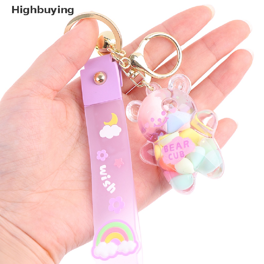 Hbid Kreatif Cairan Minyak Chubby Bear Pasir Hisap Gantungan Kunci Keyring Gadis Tas Liontin Glory