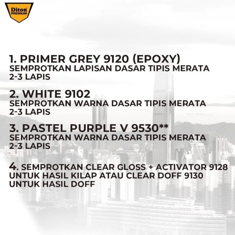 Pilok Pilox Cat Diton Premium Pastel Purple 9530 Ungu Pastel 400ml Tahan Bensin Cat Semprot Diton premium