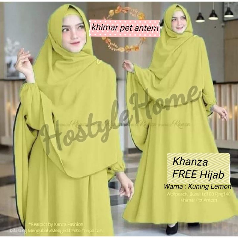 Baju Gamis Dress Pesta Kondangan Muslim Syari Busui Polos Wanita Ukuran  L XL XXL JUMBO KHANZA Plus 