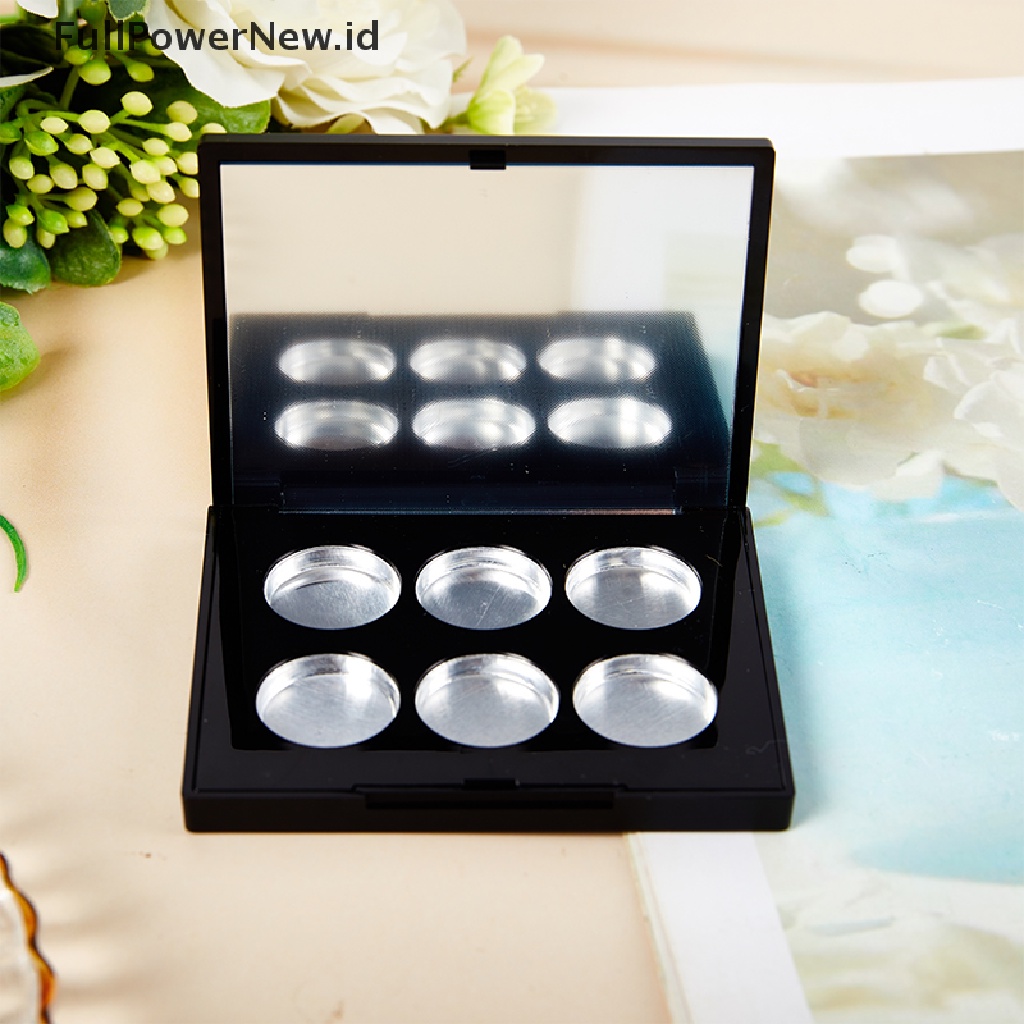 Power 6kisi Kosong Palet Eyeshadow Tempat Penyimpanan Makeup Mata Dish DIY Eye Shadow Alat ID