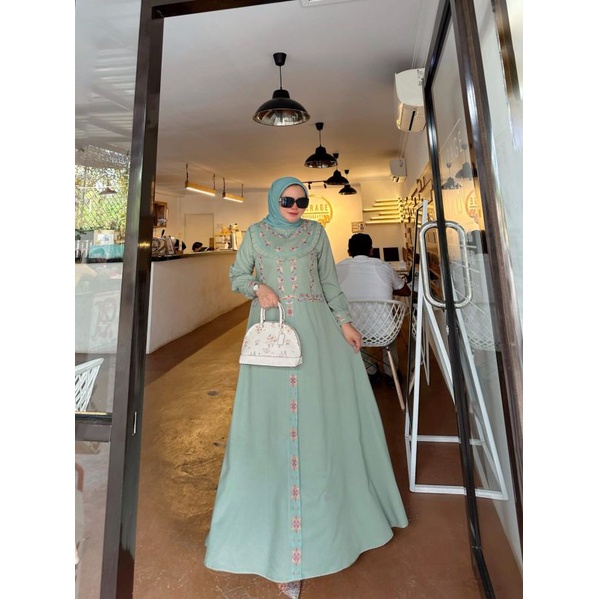 Zaja - Baju Gamis Ganessa Polos Bordir Busana Muslim Terbaru Jumbo Dress Muslim Reguler Busana Muslim Gamis Jumbo Katun Toyobo Polos Bordir Mewah Dress Kantong Samping Polos Bordir / Dress Muslim Fashion Trendy Baju Muslim Perempuan