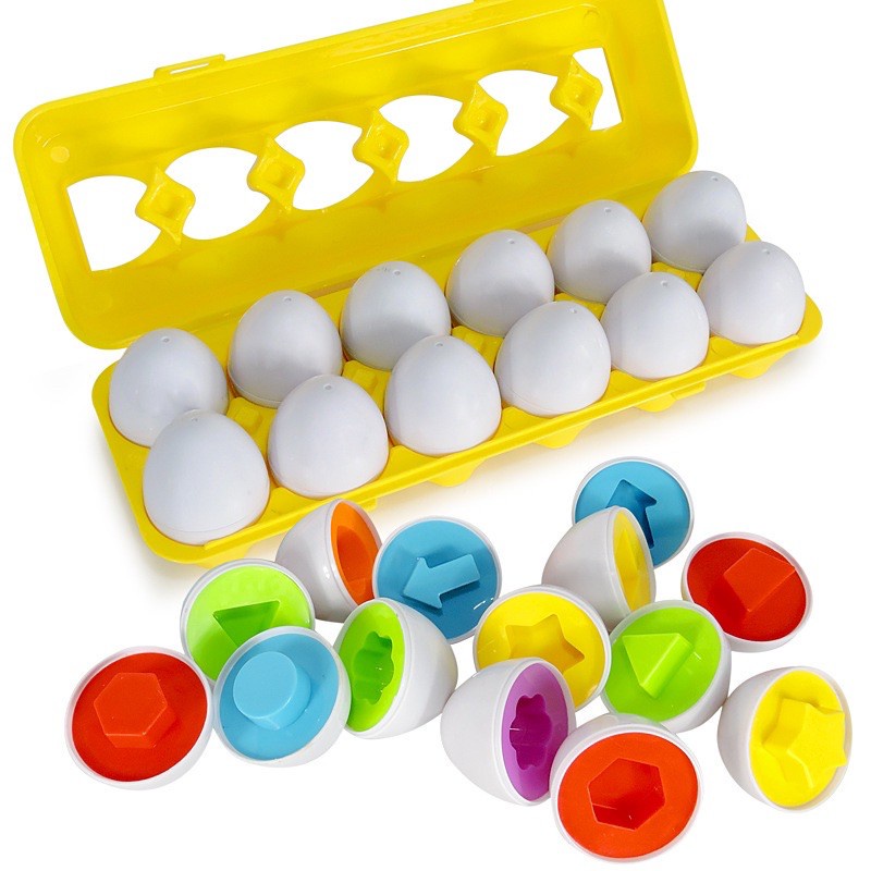 WE Matching Egg 12pcs Egg Shape Puzzle Telur 12pcs Geometri Mencocokan Bentuk Telur