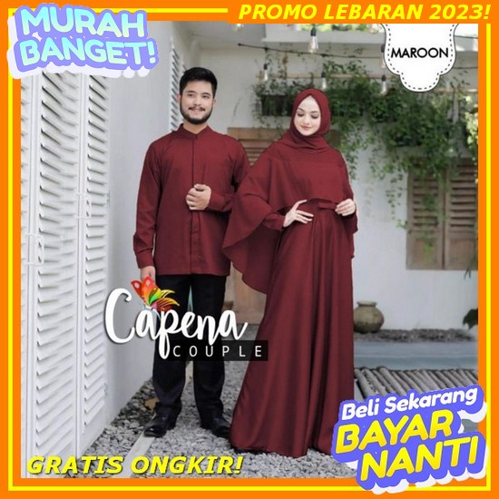 Full Moscrepe Premium Couple Sarimbit Orang Tua Gamis Family Set Lebaran C Cp Capena Couple, Pasanga