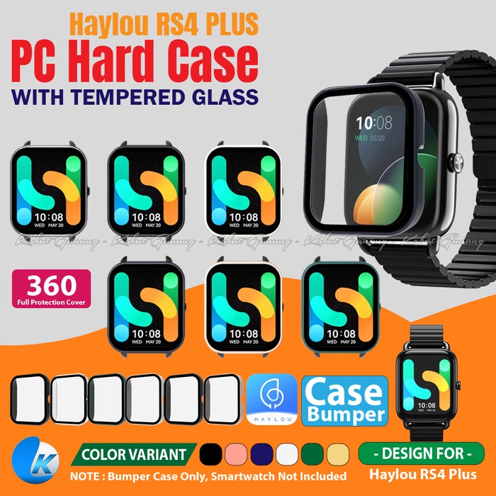 PC Bumper Hard Case For Haylou RS4 Plus Case Cover With Tempered Glass