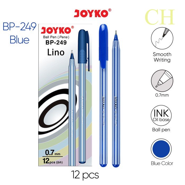 

Ball Pen / Pulpen / Pena Joyko BP-249 / 12 PCS / Lino / 0.7 mm - Blue