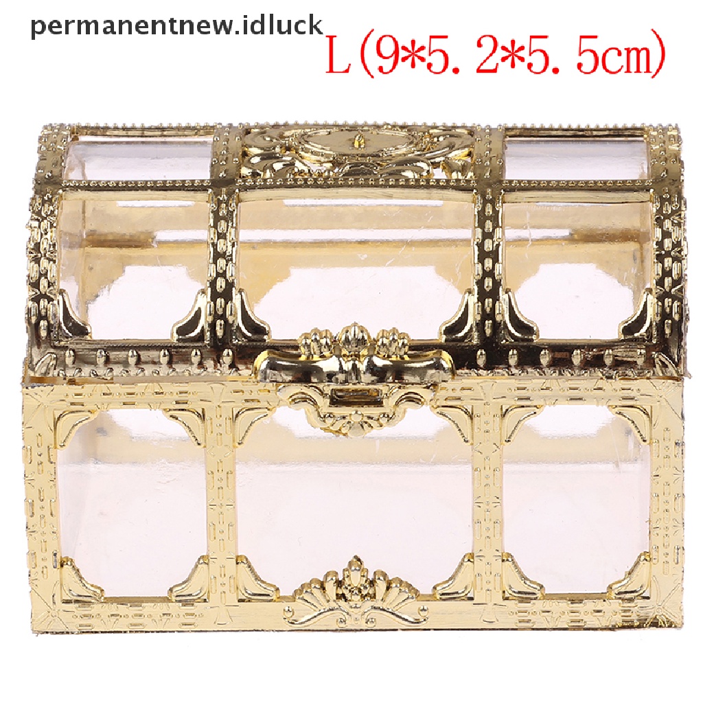 [luckypermanentnew] 1pc Portabel Permen Berongga Emas Perak Harta Karun Dada Case Organizer Kotak Penyimpanan [ID]