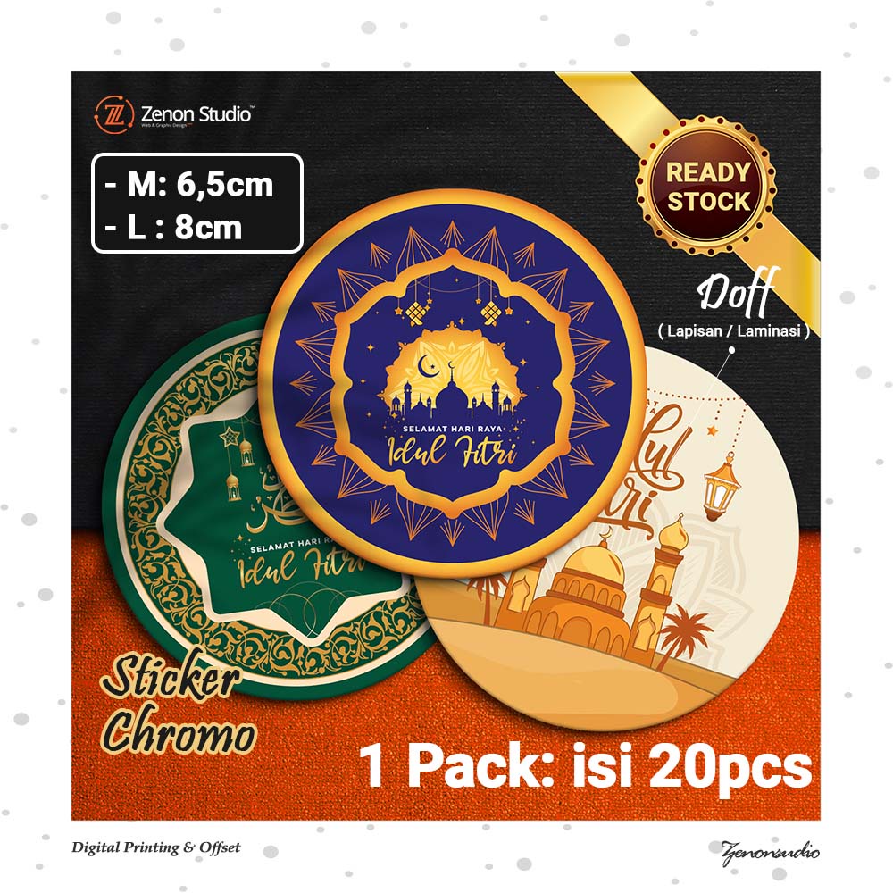 

[20pcs] Sticker Bulat Idul Fitri Stiker Ramadan Cookies Kue Lebaran Ver 1