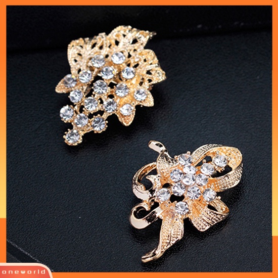 {oneworld} 12 Pcs Wanita Berlian Imitasi Berongga Bunga Kupu-Kupu Syal Pengantin Kerah Bros Pin