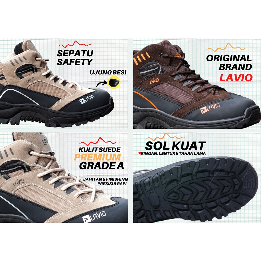 Sepatu Safety Pria Boots Tinggi Ujung Besi Original Septi Kerja Proyek Lapangan