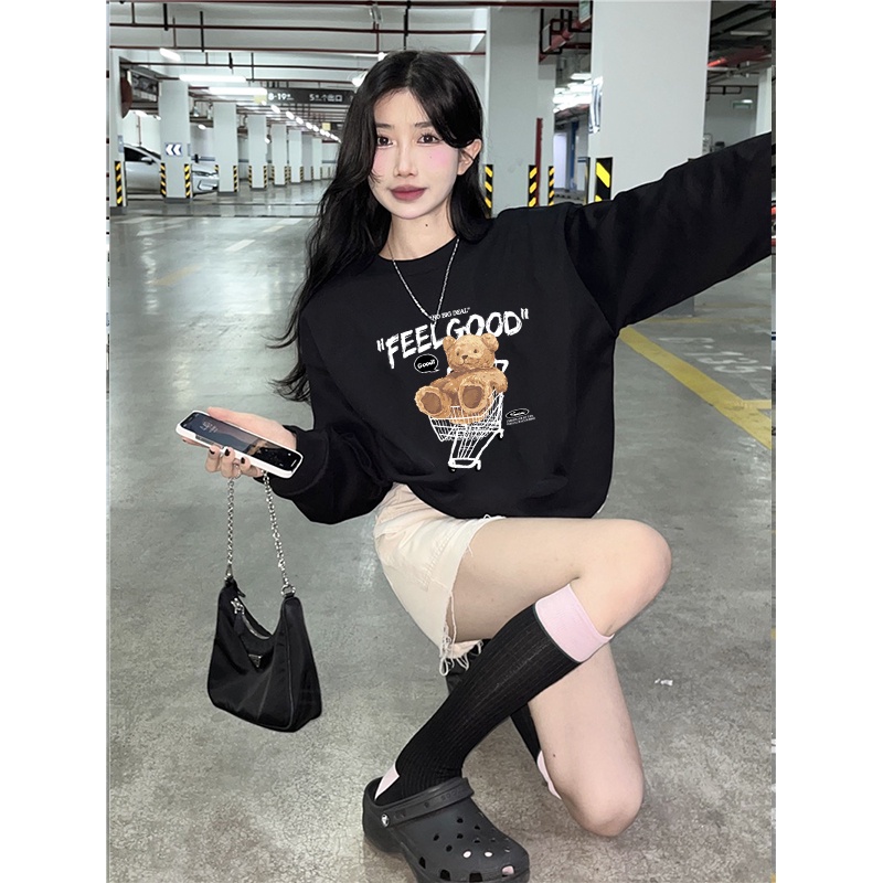 Sweater Oversize Teddy Bear Sweater Oversize Korean Style/kaos polos lengan panjang