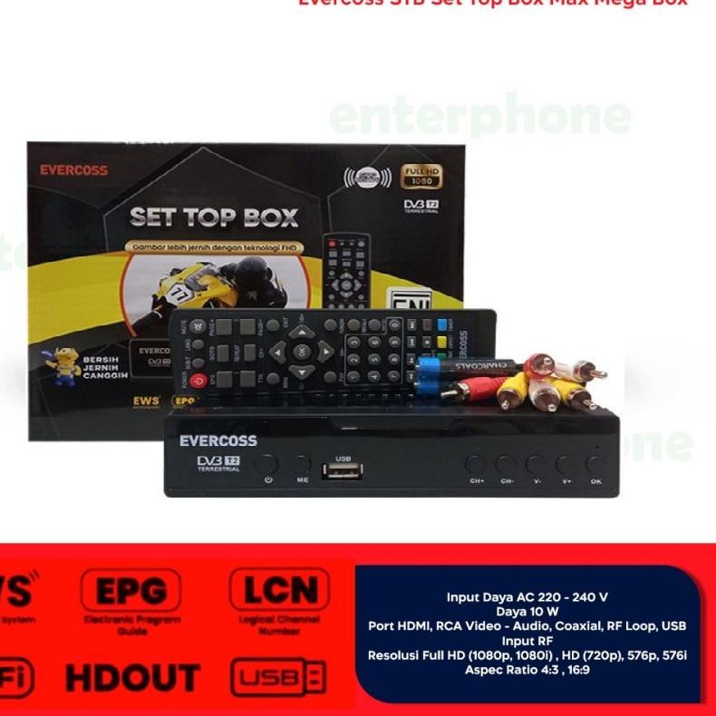 Depan1 EVERCOSS STB SET TOP BOX MAX MEGA BOX TV DIGITAL RECEIVER FHD
