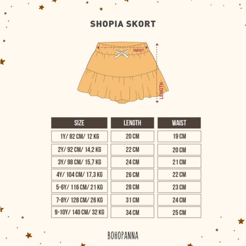 Bohopanna Sophia Skort 1th s/d 8th - Rok Boho Baby