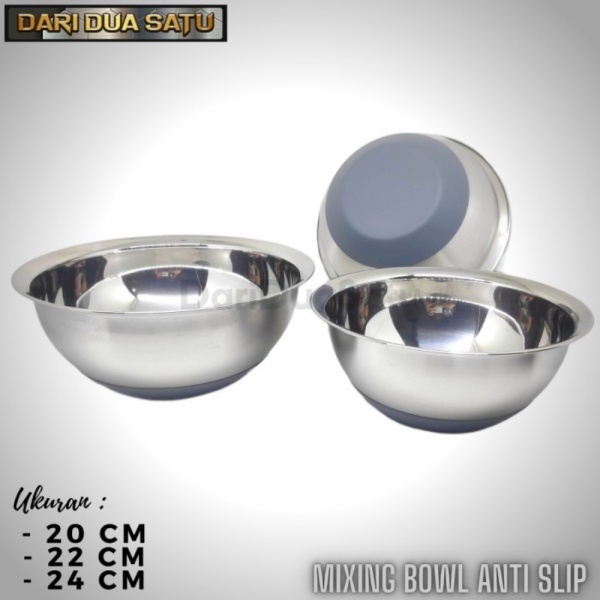 

Dijual Baskom Mangkok Stainless Mixing Bowl Anti Slip 3 pcs Limited