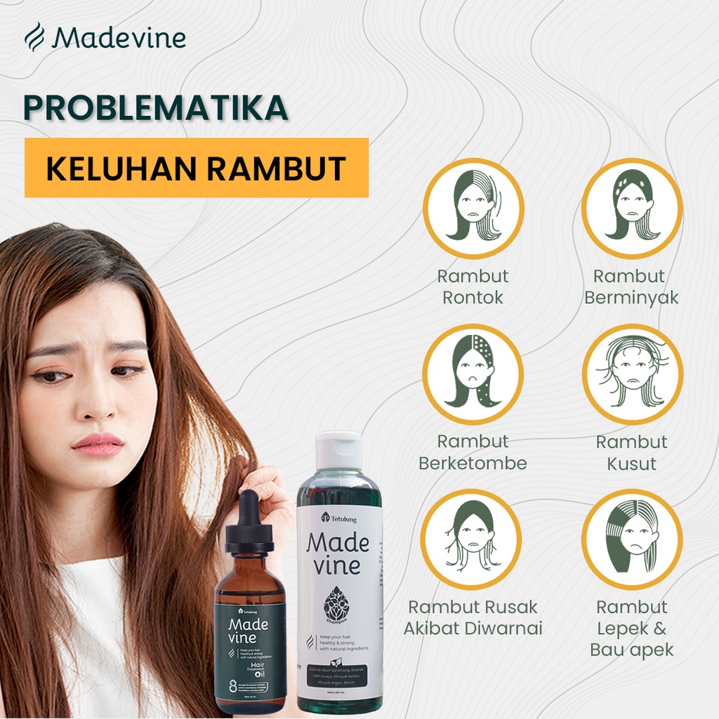 Paket Hair Care Penumbuh Rambut Rontok - Madevine Hair Oil &amp; Shampoo | BPOM