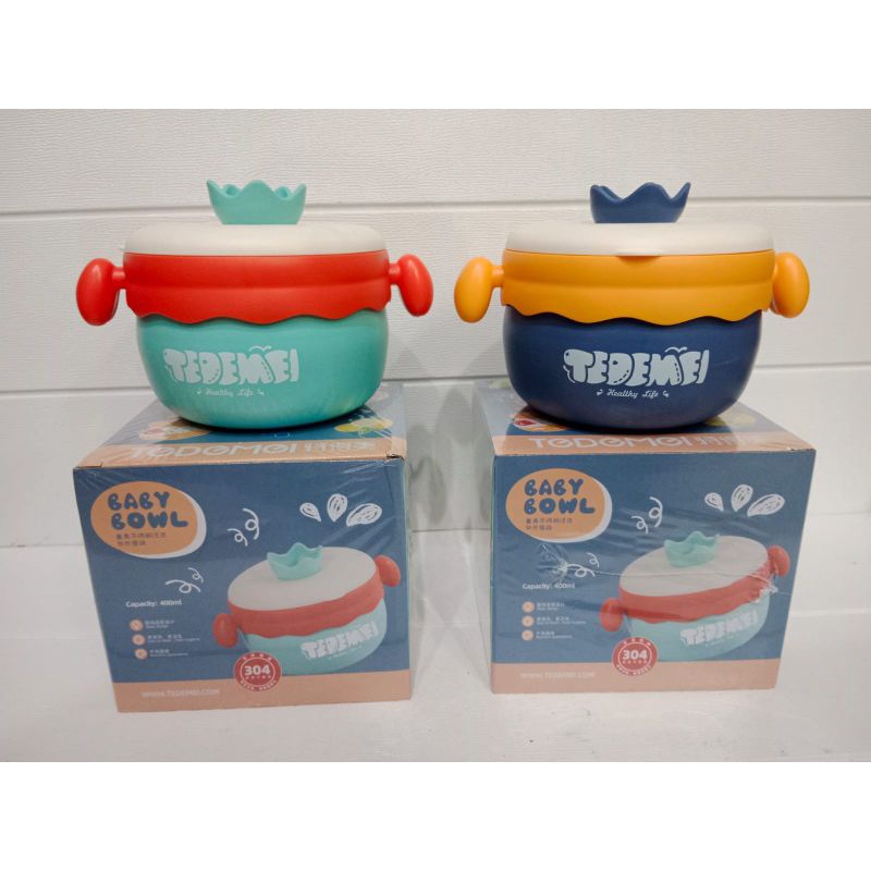 Baby Bowl Set Stainless Tedemei / Mangkok Makan Stainless 304 Tedemei (6129)