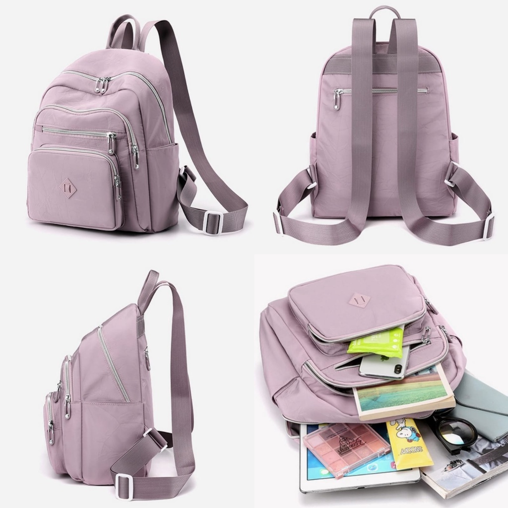 TAS RANSEL WANITA CHIBAO ORIGINAL BACKPACK KOREA GENDONG PUNGGUNG SEKOLAH CEWEK ANTI AIR UNGU LILAC RISANEN TA702P5 KEKINIAN PREMIUM BATAM BRANDED IMPORT KULIAH KERJA MURAH REMAJA