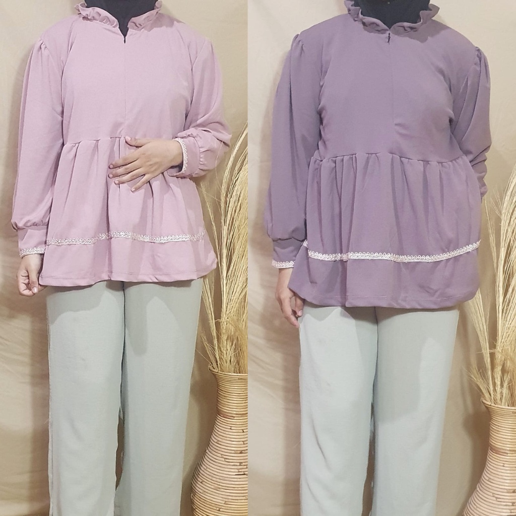 Dailythings Blouse JUMBO BUSUI Raya Renda Ukuran Fit L sampai XXL Ld 110cm Pb 68cm