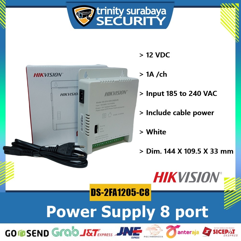 Power Supply Hikvision 8port  DS-2FA1205-D8 12V 8A - PSU-