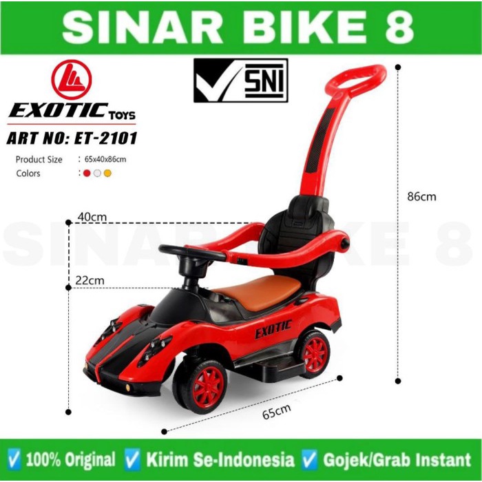 Mobil Dorong Tolocar Anak Ride On EXOTIC ET 2101 Musik Lampu Mobilan